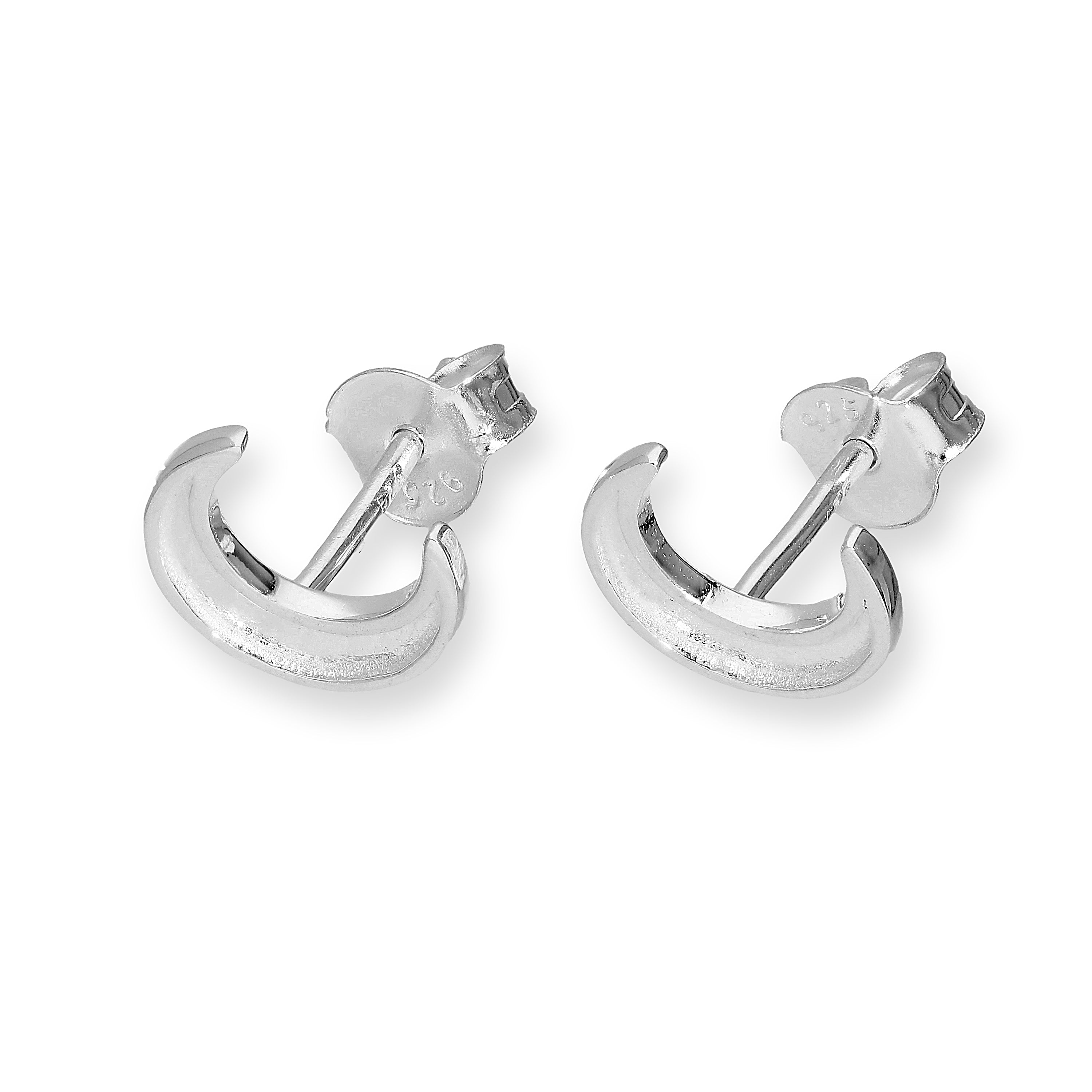 Sterling Silver Crescent Moon Stud Earrings