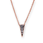 Rose Gold Plated Sterling Silver & CZ Crystal Spike Triangle 16 Inch Necklace