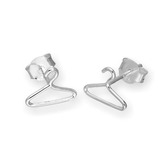 Sterling Silver Clothes Hanger Stud Earrings