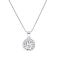 Sterling Silver Large Round Clear CZ Beaded Set Pendant Necklace 14 - 28 Inches