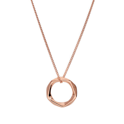 Rose Gold Plated Sterling Silver Pentagon Pendant Necklace 16-22 Inches
