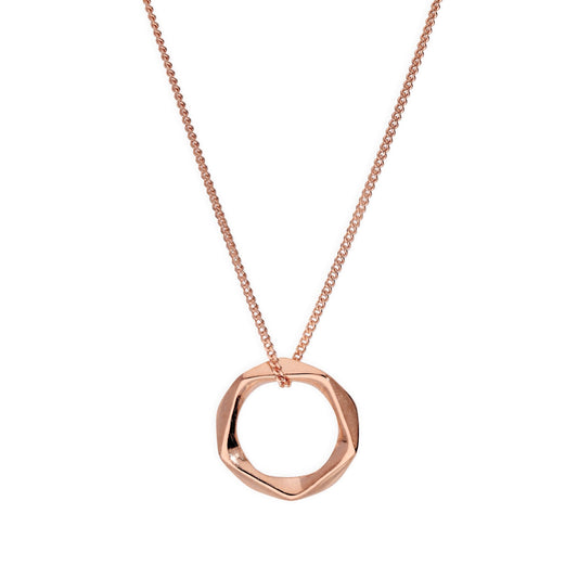 Rose Gold Plated Sterling Silver Pentagon Pendant Necklace 16-22 Inches