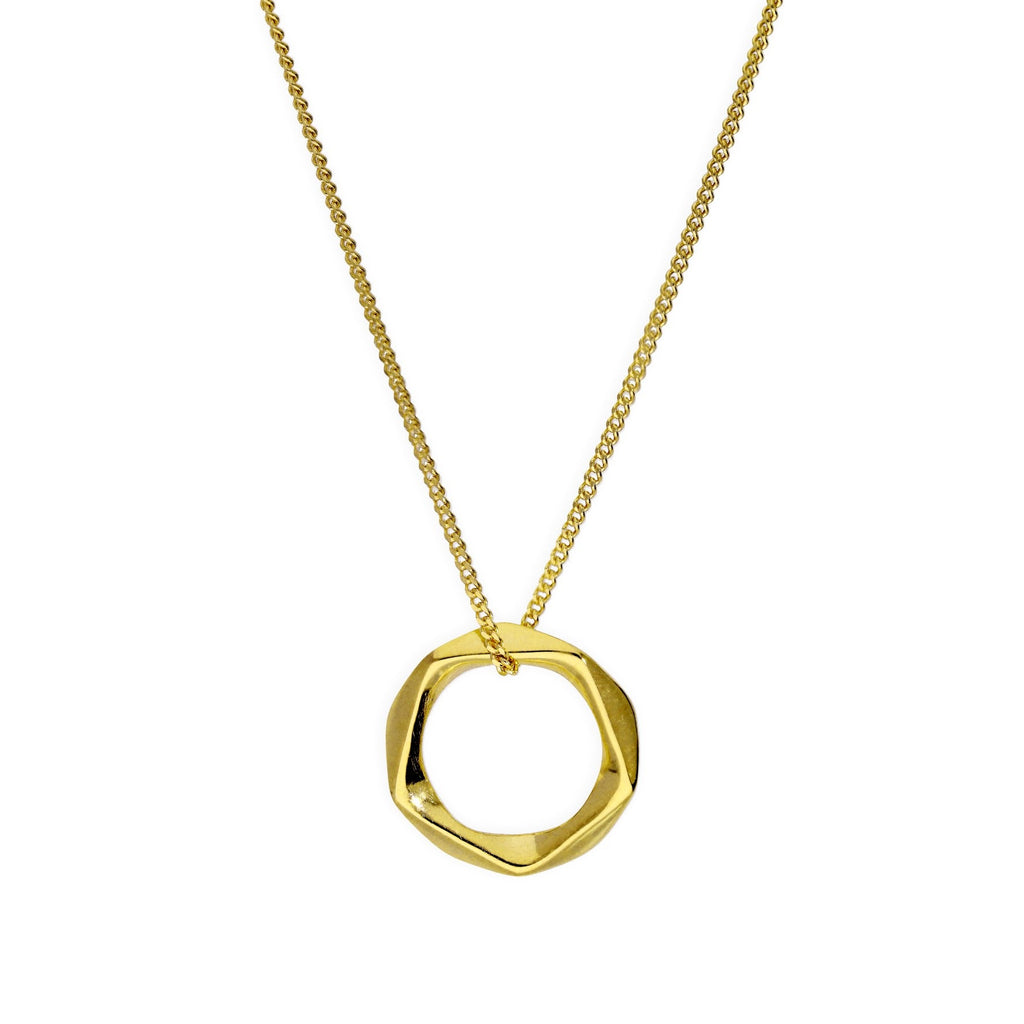 Gold Plated Sterling Silver Pentagon Pendant Necklace 16-22 Inches