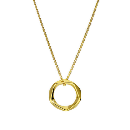 Gold Plated Sterling Silver Pentagon Pendant Necklace 16-22 Inches