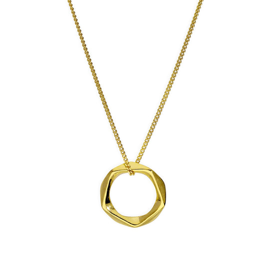 Gold Plated Sterling Silver Pentagon Pendant Necklace 16-22 Inches