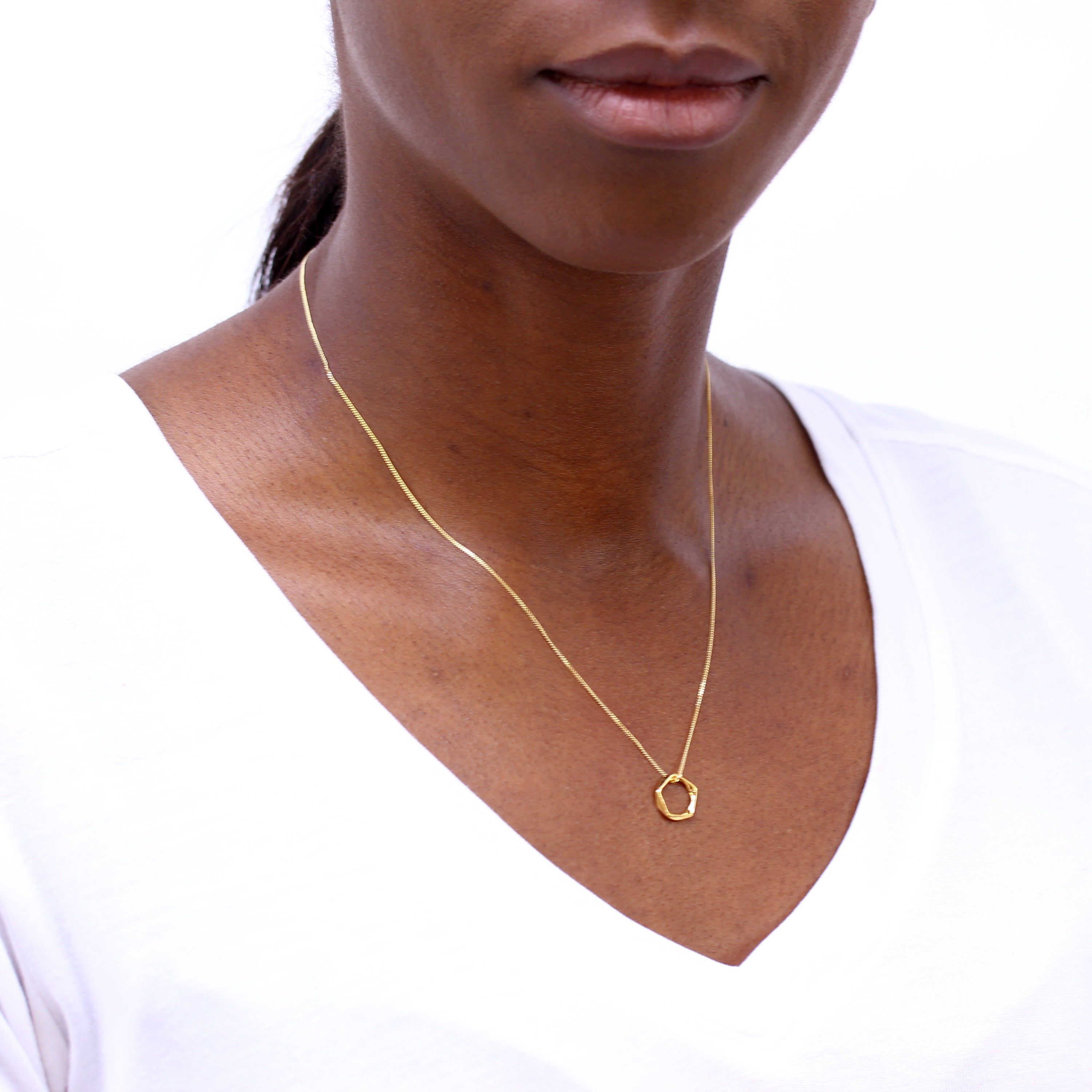 Gold Plated Sterling Silver Pentagon Pendant Necklace 16-22 Inches