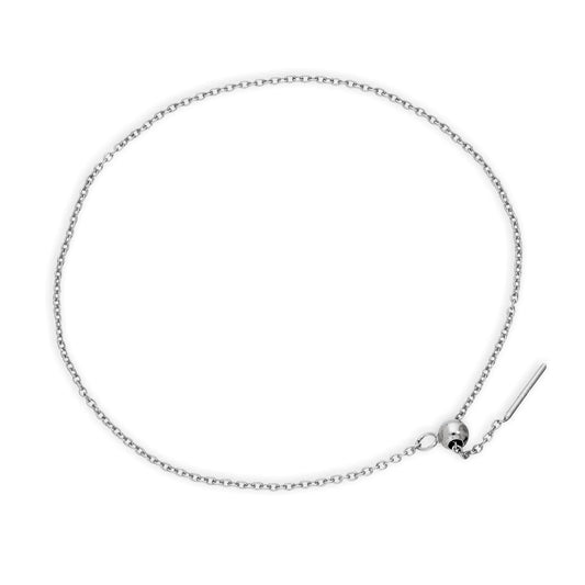 Sterling Silver 7 Inch Belcher Chain Bracelet w Bead Slider Clasp