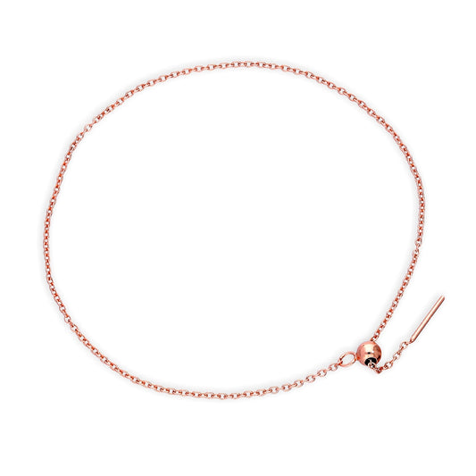 Rose Gold Plated Sterling Silver 7 Inch Belcher Chain Bracelet w Bead Slider Clasp