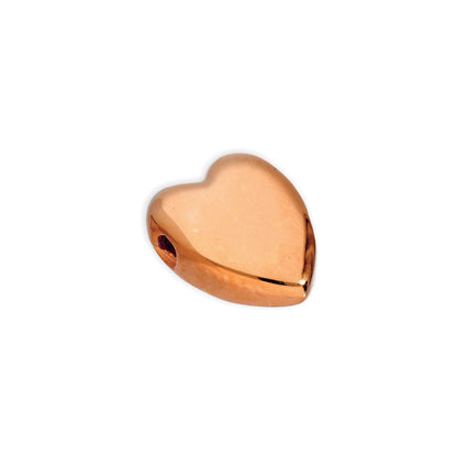 Rose Gold Plated Sterling Silver 6mm Polished Thin Flat Heart Bead