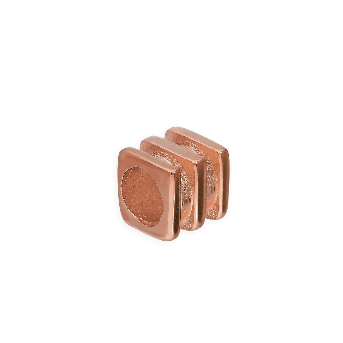 Rose Gold Plated Sterling Silver 4mm 3 Ridged Square Ring Bead