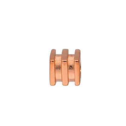 Rose Gold Plated Sterling Silver 4mm 3 Ridged Square Ring Bead