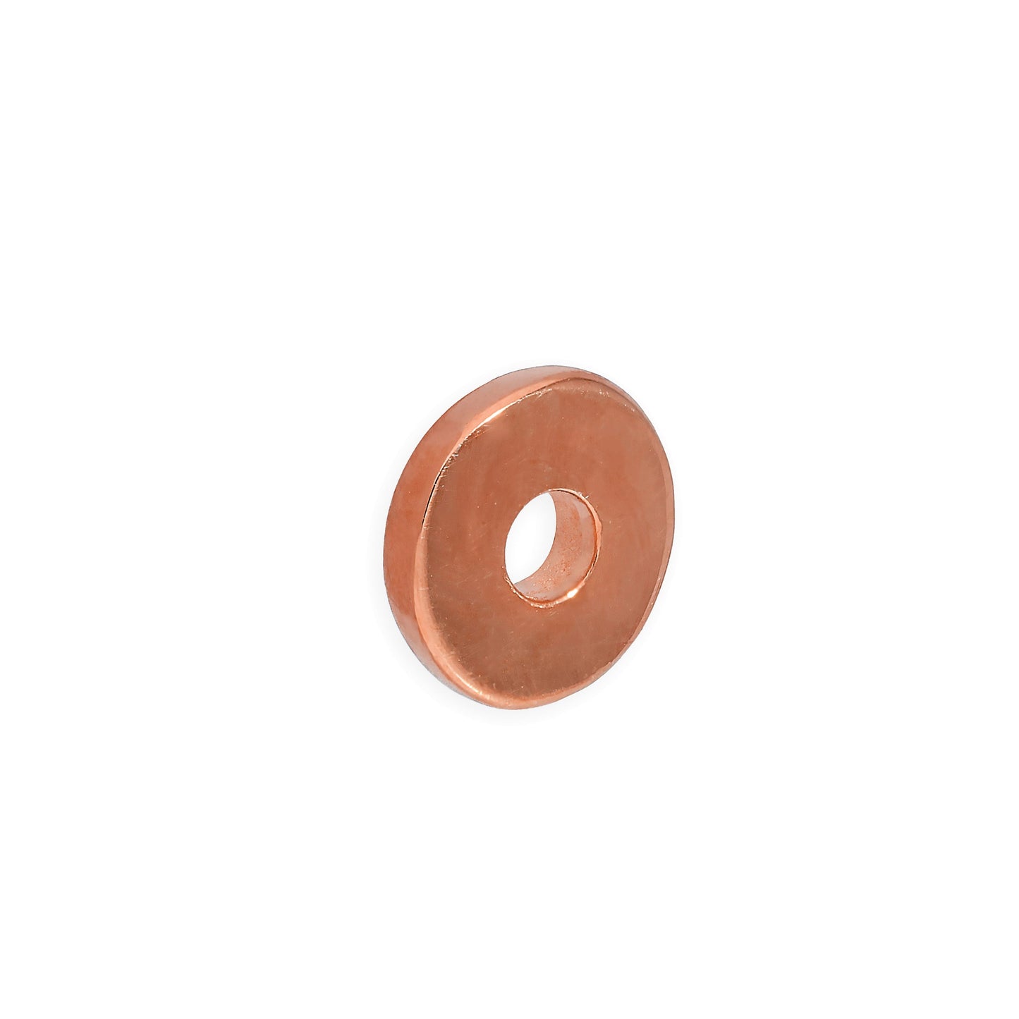 Rose Gold Plated Sterling Silver 1mm Plain Polished Round Flat Disc Ring Bead