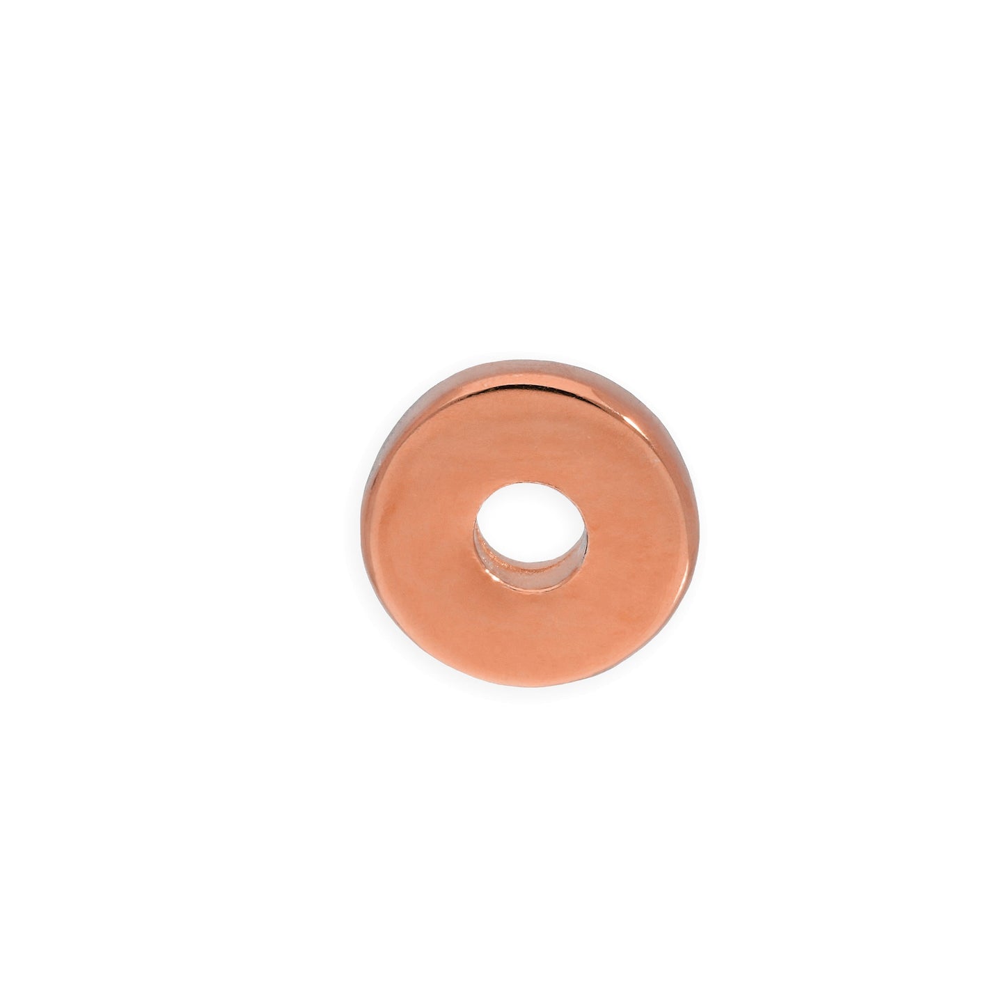 Rose Gold Plated Sterling Silver 1mm Plain Polished Round Flat Disc Ring Bead