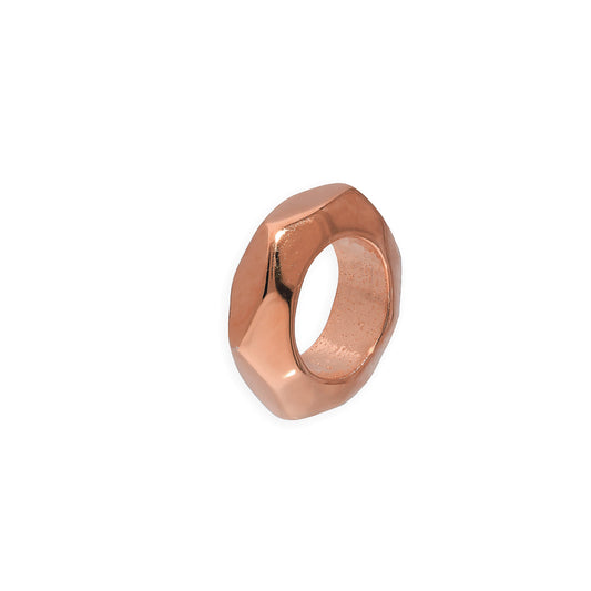 Rose Gold Plated Sterling Silver 2mm Polished Small Hexagon Cut Ring Bead