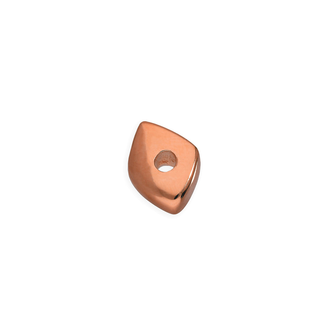 Rose Gold Plated Sterling Silver 2mm Small Thin Diamond Polished Nugget Bead