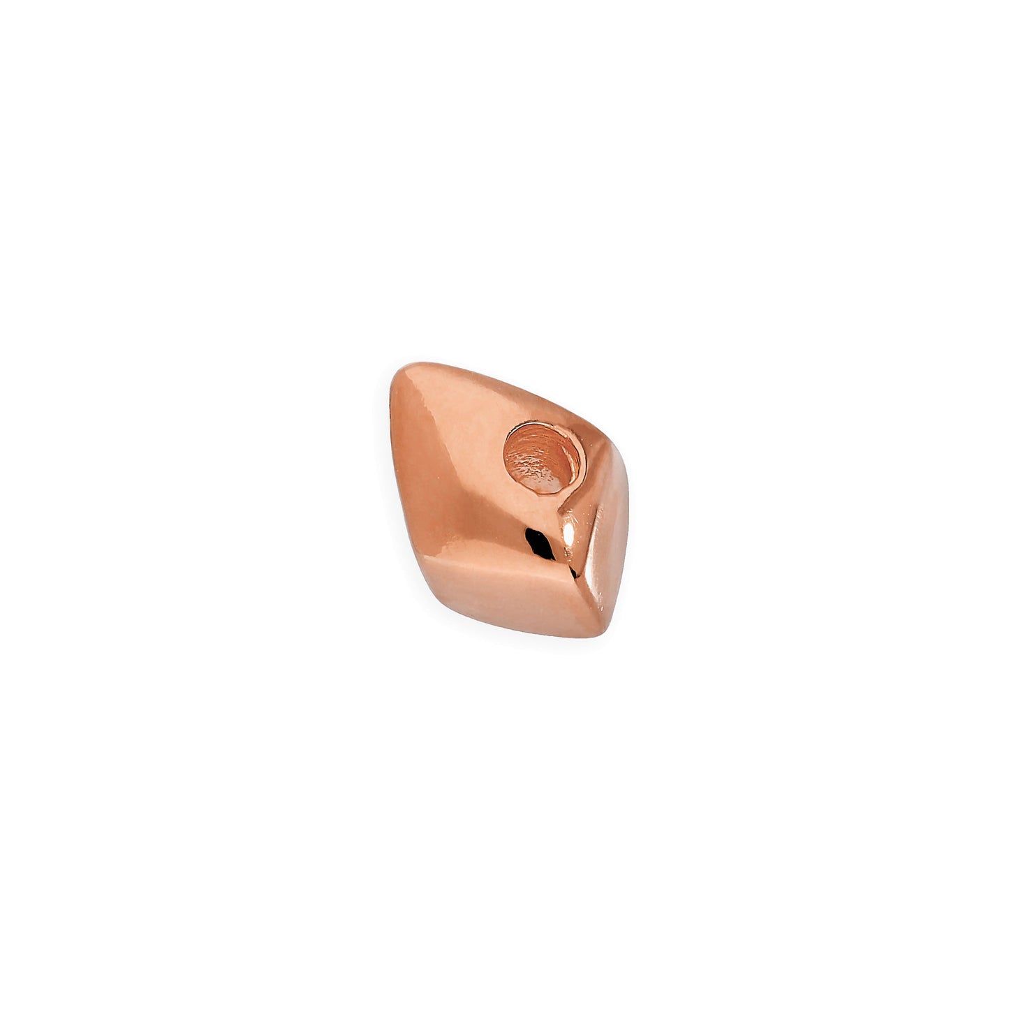 Rose Gold Plated Sterling Silver 4mm Small Thick Diamond Polished Nugget Bead