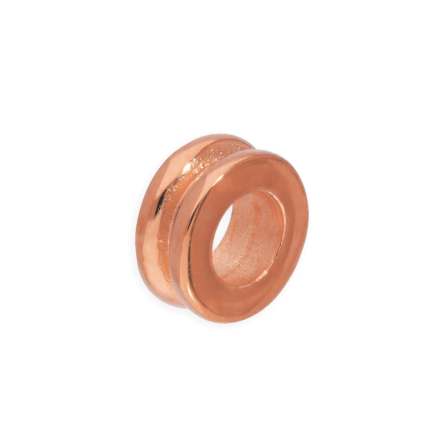Rose Gold Plated Sterling Silver 3mm Polished 2 Ridged Round Ring Bead