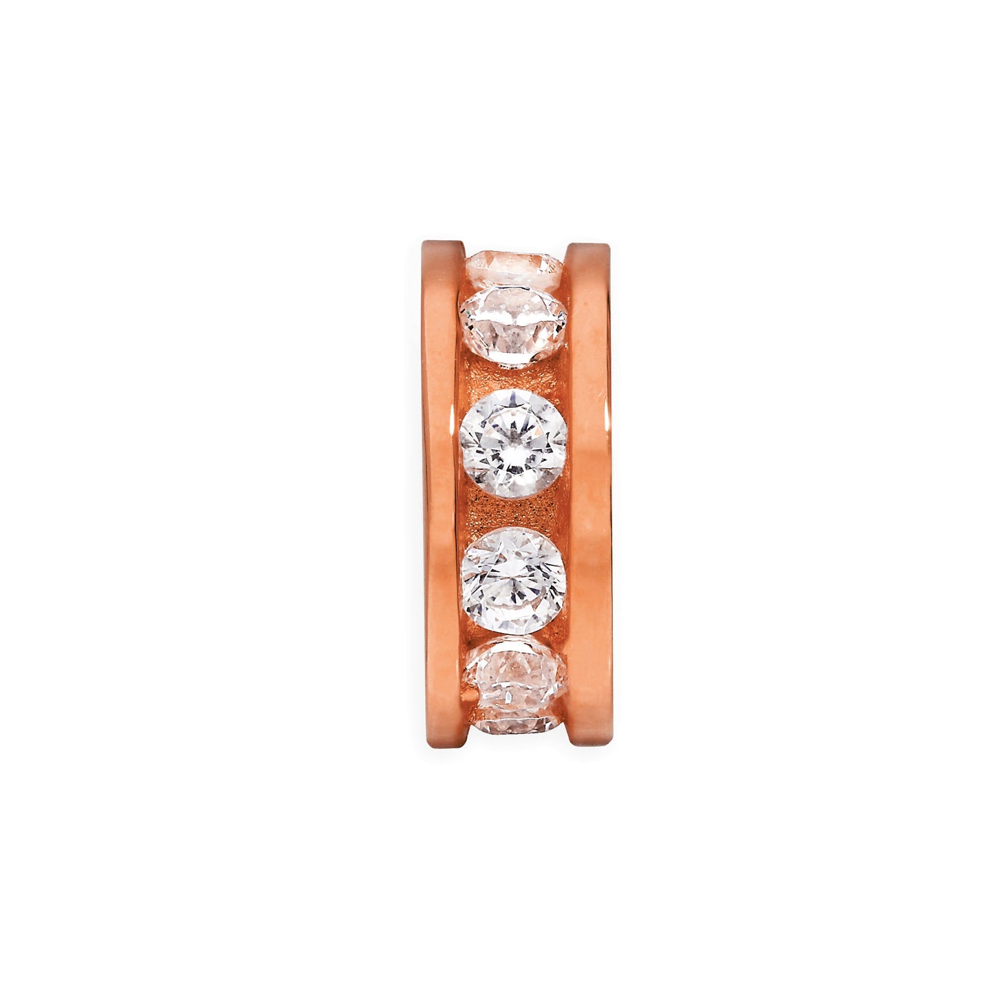 Rose Gold Plated Sterling Silver 3mm Round Channel Set Clear CZ Ring Bead