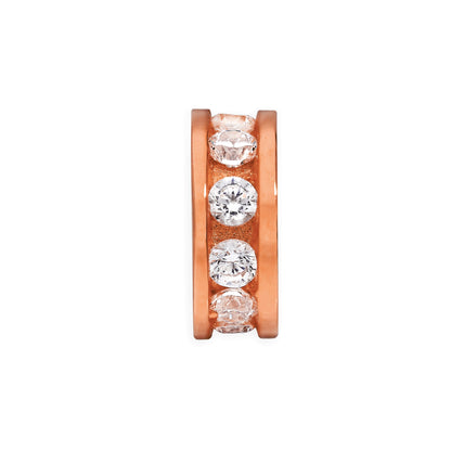Rose Gold Plated Sterling Silver 3mm Round Channel Set Clear CZ Ring Bead