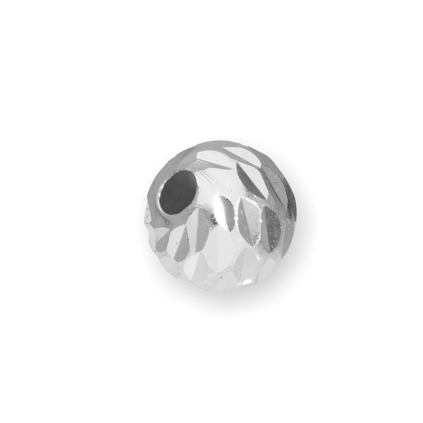 Sterling Silver 6mm Diamond Faceted Round Bead