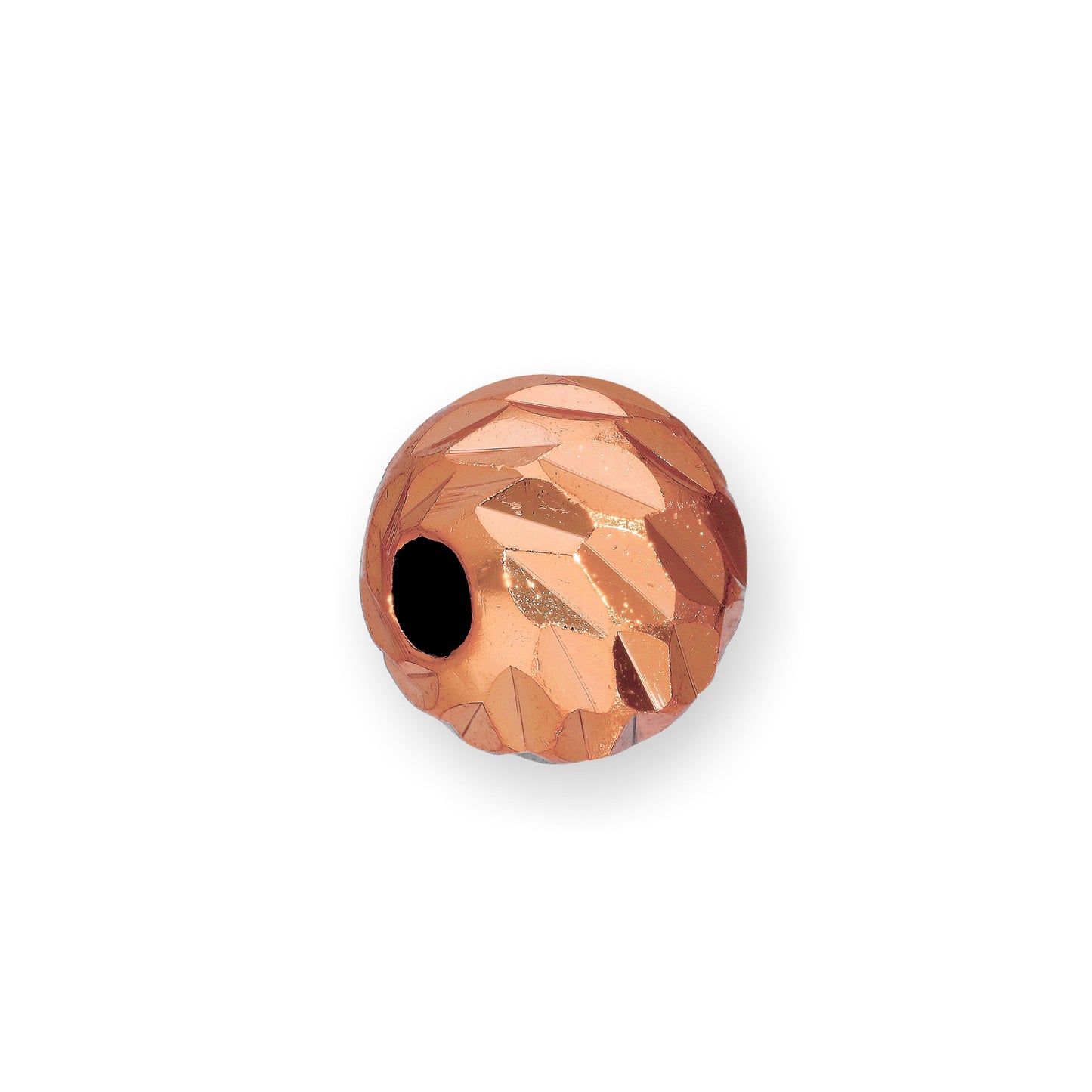 Rose Gold Plated Sterling Silver 6mm Diamond Faceted Round Bead