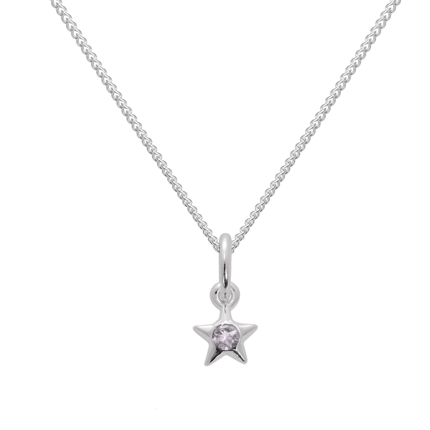 Sterling Silver & Alexandrite CZ Crystal June Birthstone Star Pendant Necklace 14 - 32 Inches