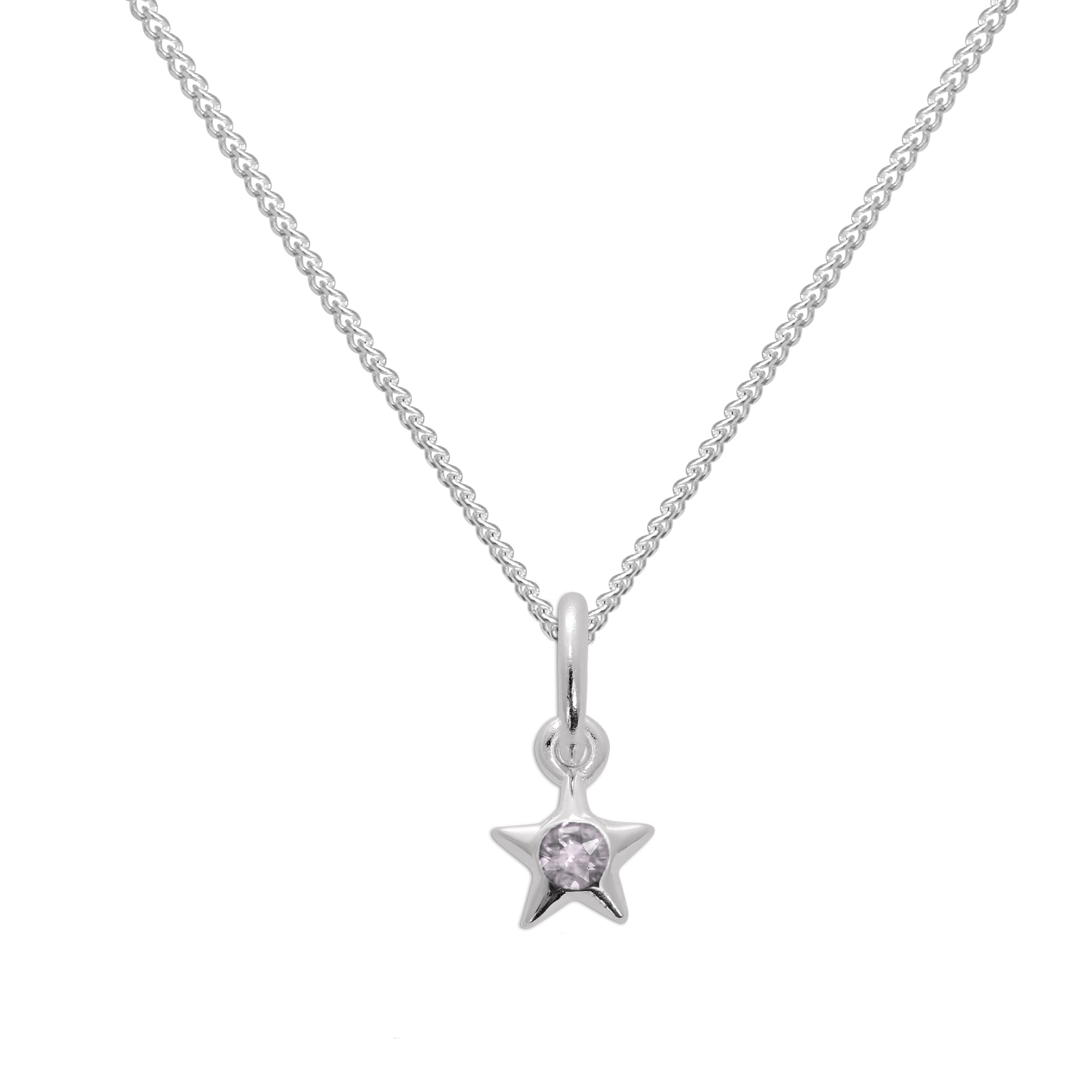 Sterling Silver & Alexandrite CZ Crystal June Birthstone Star Pendant Necklace 14 - 32 Inches