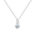 Sterling Silver & Aquamarine CZ Crystal March Birthstone Heart Necklace
