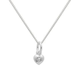 Sterling Silver & Clear CZ Crystal April Birthstone Heart Necklace