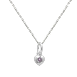 Sterling Silver & Alexandrite CZ Crystal June Birthstone Heart Necklace