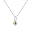 Sterling Silver & Peridot CZ Crystal August Birthstone Heart Necklace