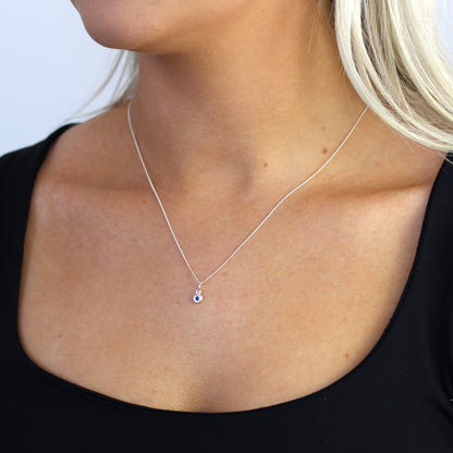 Sterling Silver & Sapphire CZ Crystal September Birthstone Heart Necklace