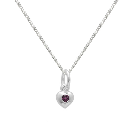 Sterling Silver & Tourmaline CZ Crystal October Birthstone Heart Necklace