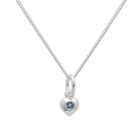 Sterling Silver & Turquoise CZ Crystal December Birthstone Heart Necklace