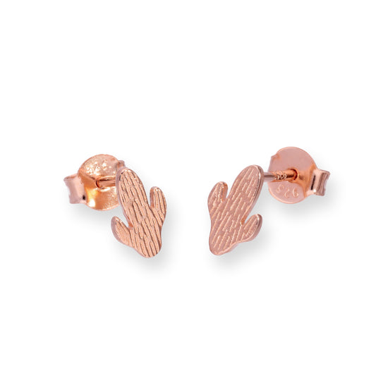 Rose Gold Plated Sterling Silver Cactus Stud Earrings
