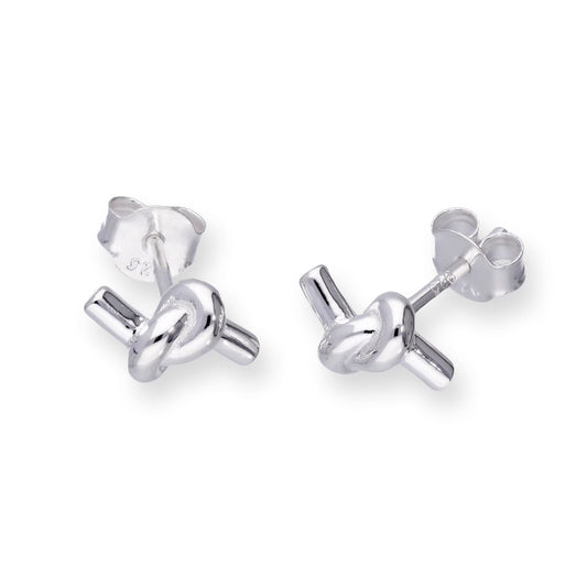 Sterling Silver Knotted Rope Stud Earrings