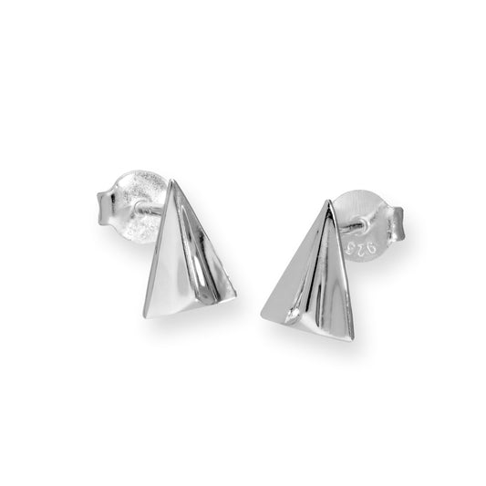 Sterling Silver Paper Airplane Stud Earrings