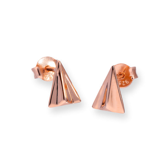 Rose Gold Plated Sterling Silver Paper Airplane Stud Earrings
