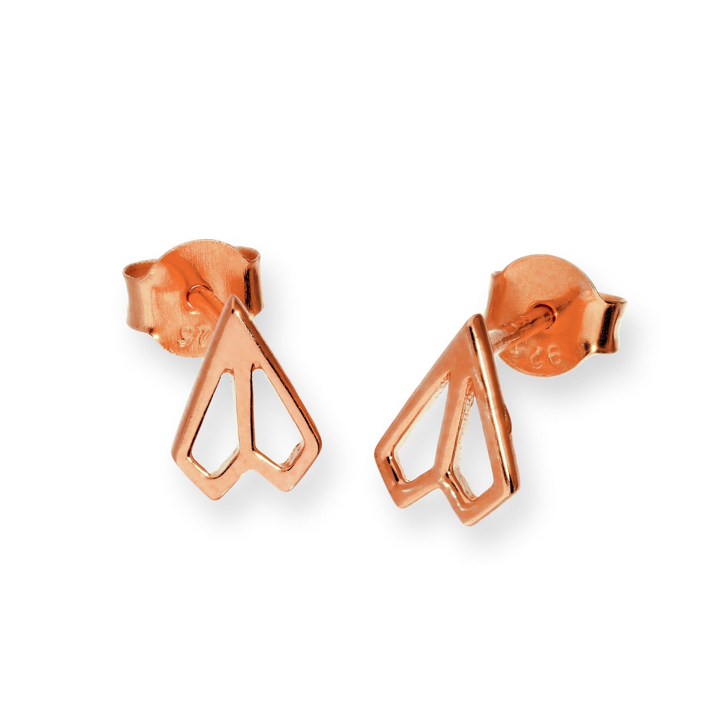 Rose Gold Plated Sterling Silver Paper Plane Stud Earrings