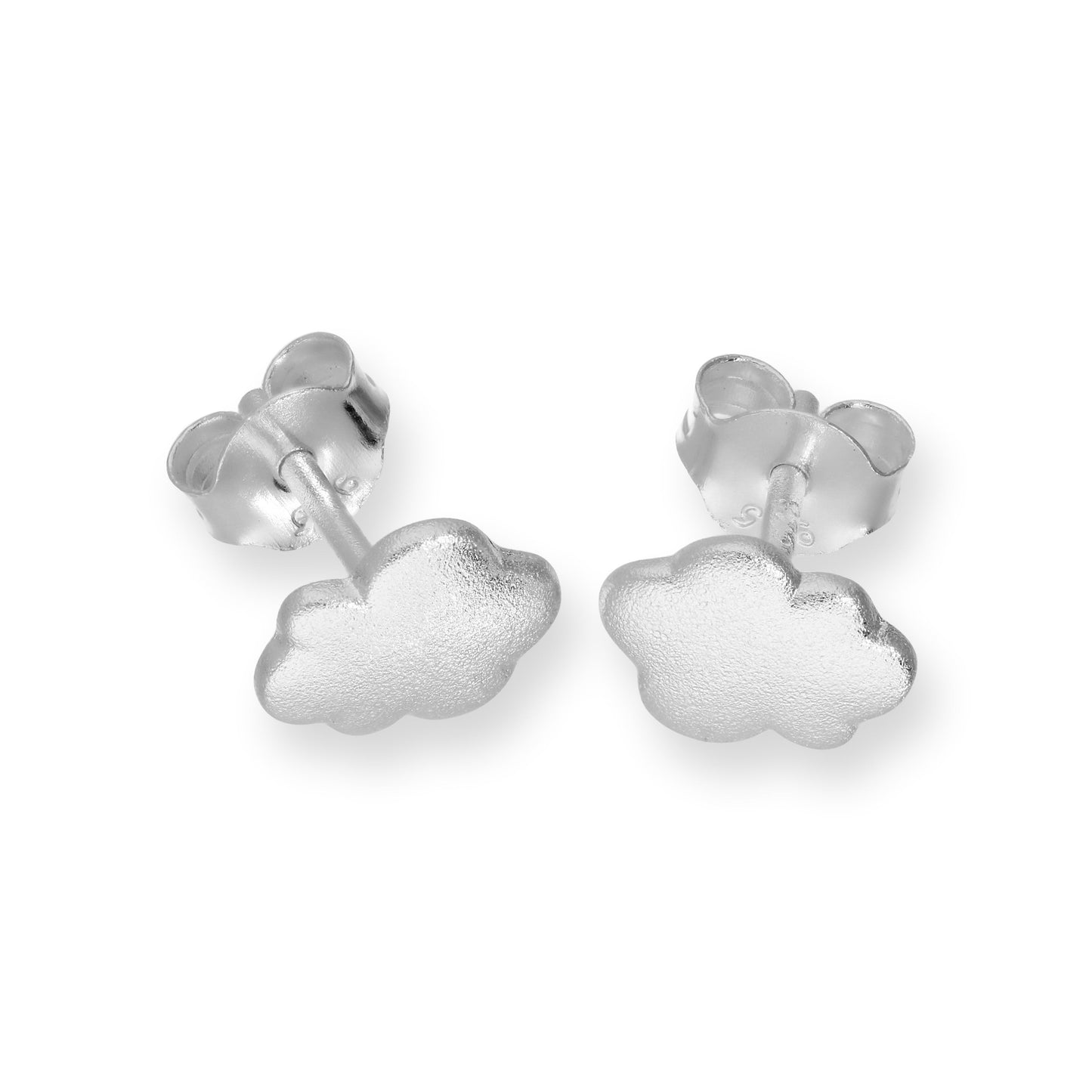 Sterling Silver Frosted Cloud Stud Earrings