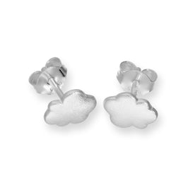 Sterling Silver Frosted Cloud Stud Earrings