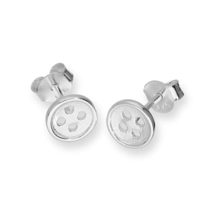 Sterling Silver Round Button Stud Earrings