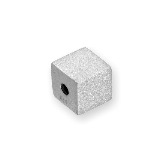 9ct Rhodium Plated White Gold Frosted Cube Bead Charm