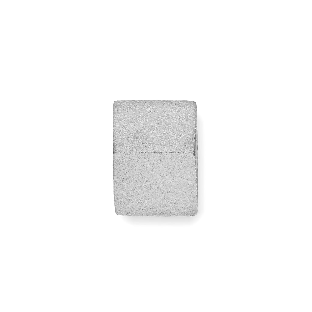 9ct Rhodium Plated White Gold Frosted Cube Bead Charm