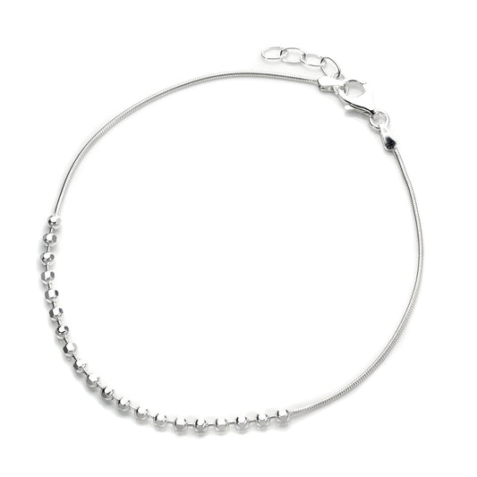 Sterling Silver Snake and Facet Bead Anklet