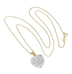 9ct Gold & Clear CZ Crystal Encrusted Heart Pendant Necklace 16 - 20 Inches