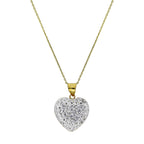 9ct Gold & Clear CZ Crystal Encrusted Heart Pendant Necklace 16 - 20 Inches