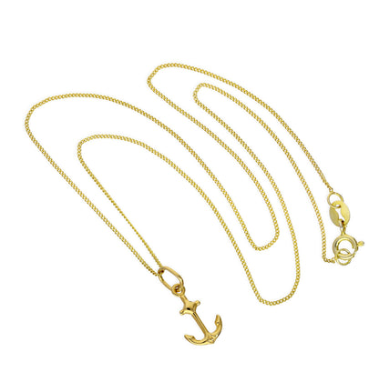 9ct Gold Ship Anchor Pendant Necklace 16 - 20 Inches