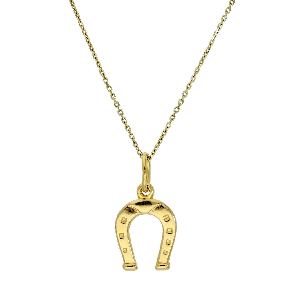9ct Gold Lucky Horseshoe Pendant Necklace 16 - 20 Inches