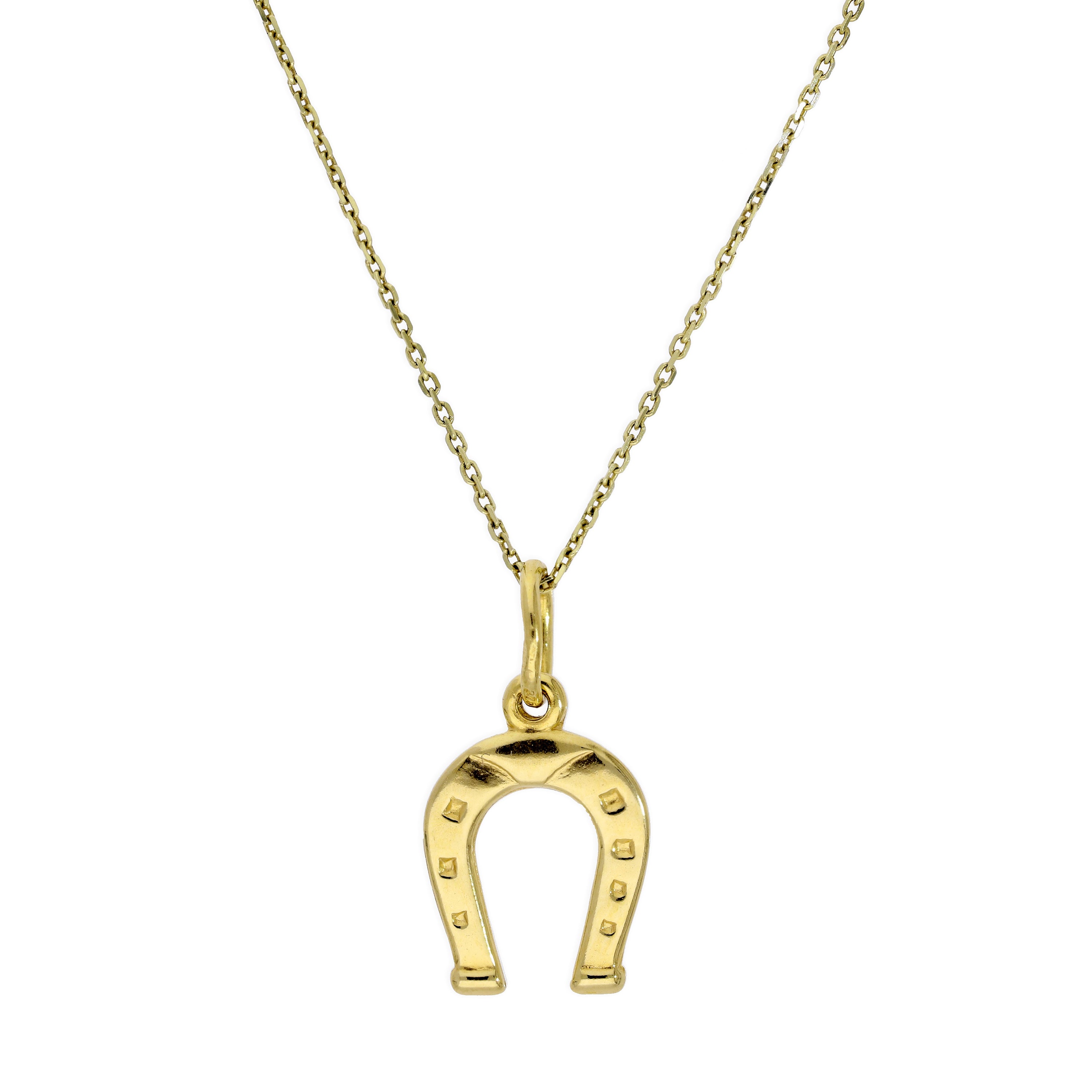 9ct Gold Lucky Horseshoe Pendant Necklace 16 - 20 Inches